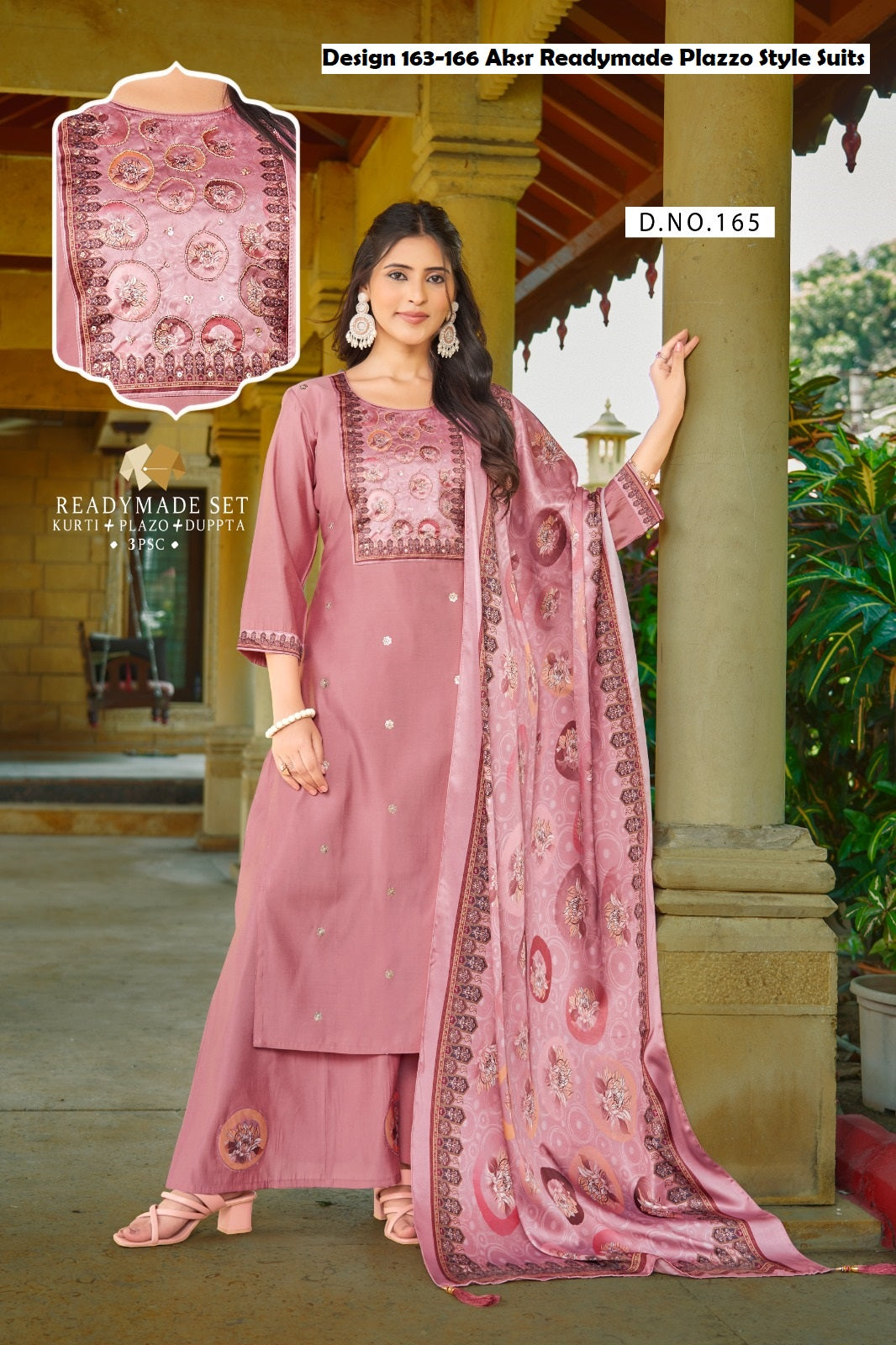 Design 163-166 Aksr Vatican Readymade Plazzo Style Suits Manufacturer Gujarat