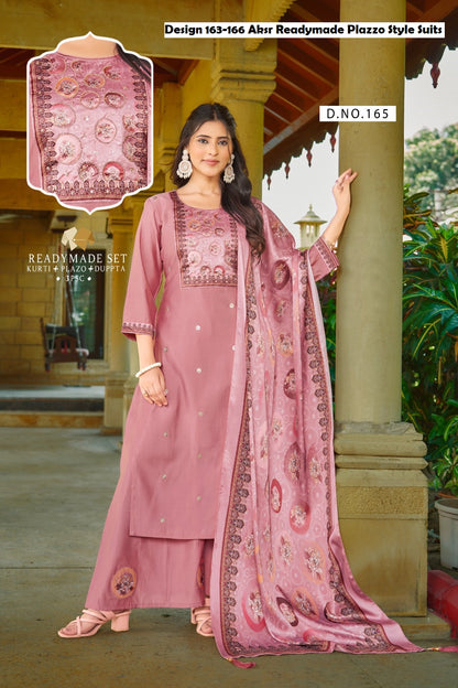 Design 163-166 Aksr Vatican Readymade Plazzo Style Suits Manufacturer Gujarat
