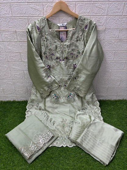 Design 1635 Laxuria Trendz Satin Pakistani Readymade Suits Wholesale Price