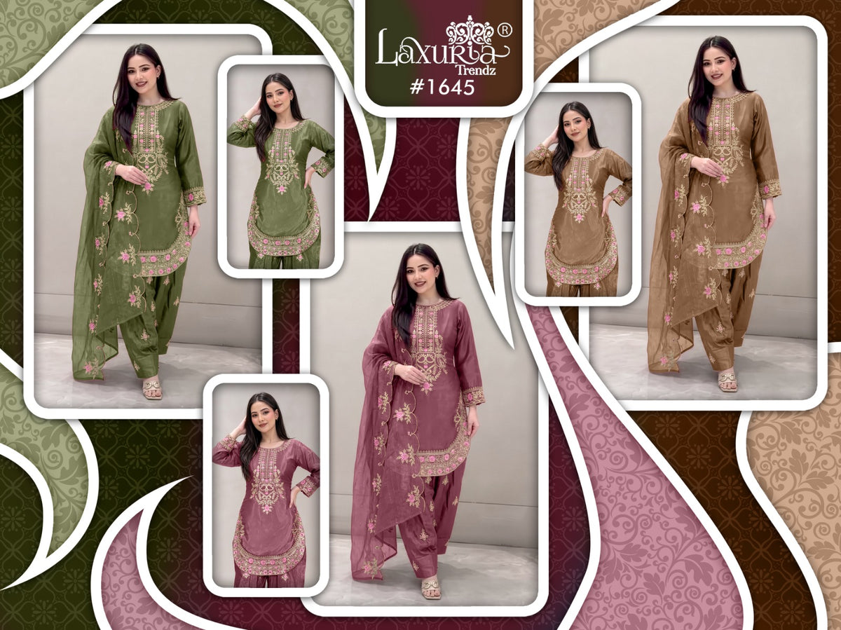 Design 1645 Laxuria Trendz Silk Pakistani Readymade Suits Supplier India