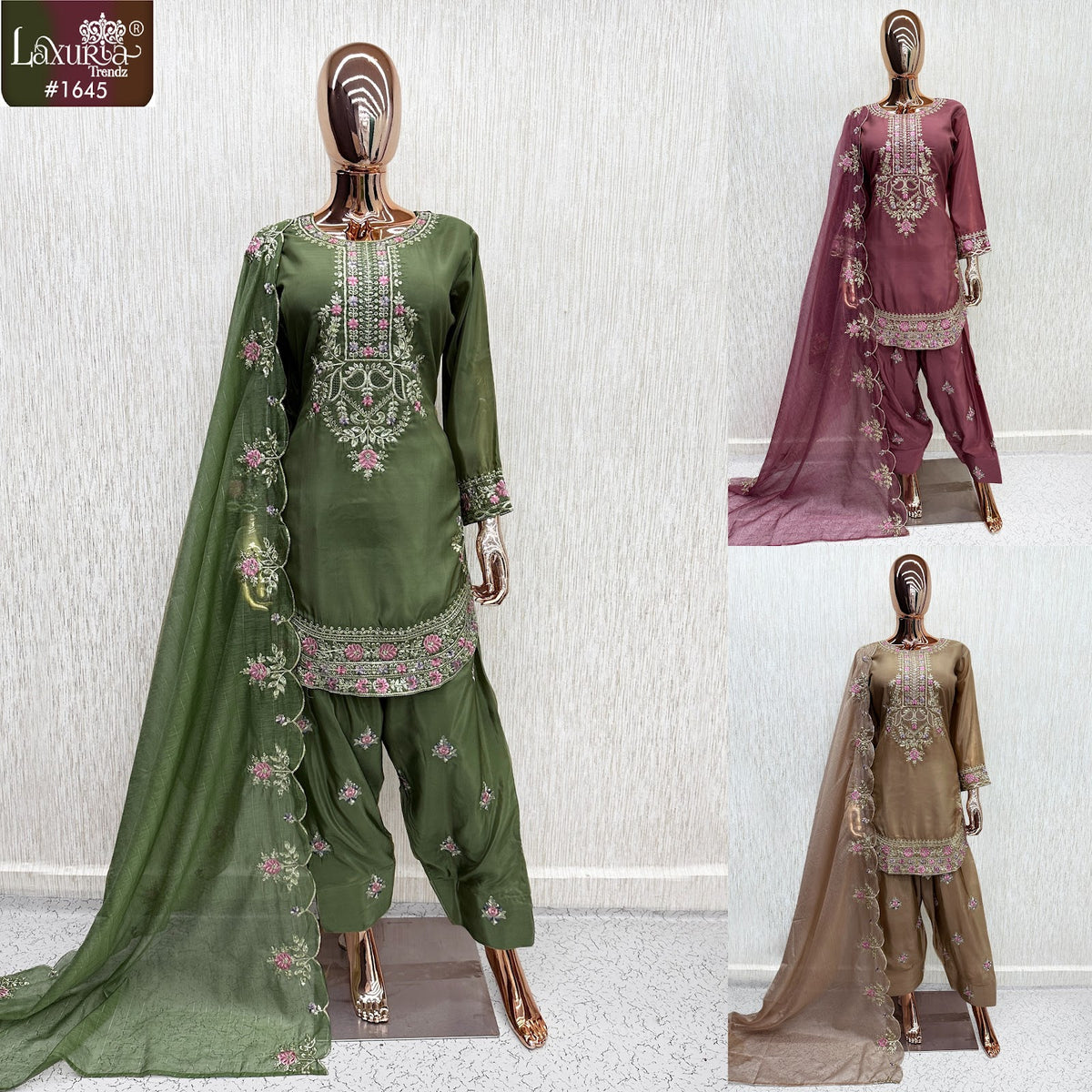 Design 1645 Laxuria Trendz Silk Pakistani Readymade Suits Supplier India