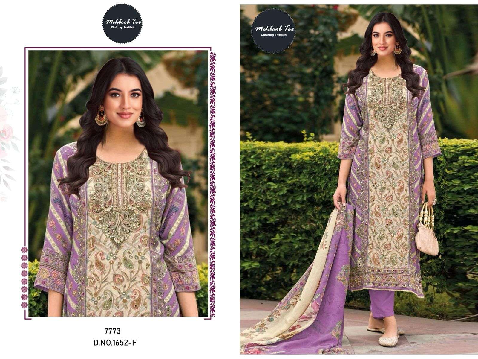 Design 1652 Mehboob Tex Viscose Muslin Pakistani Salwar Suits Wholesale Price
