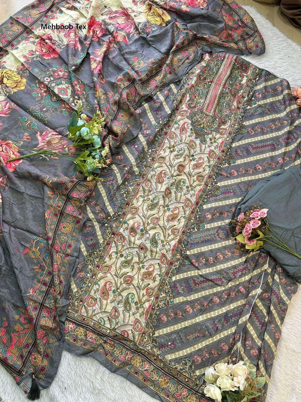 Design 1652 Mehboob Tex Viscose Muslin Pakistani Salwar Suits Wholesale Price