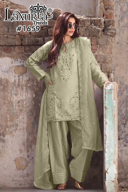 Design 1659 Laxuria Trendz Jam Satin Pakistani Readymade Suits Wholesale Price