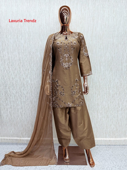 Design 1659 Laxuria Trendz Jam Satin Pakistani Readymade Suits Wholesale Price