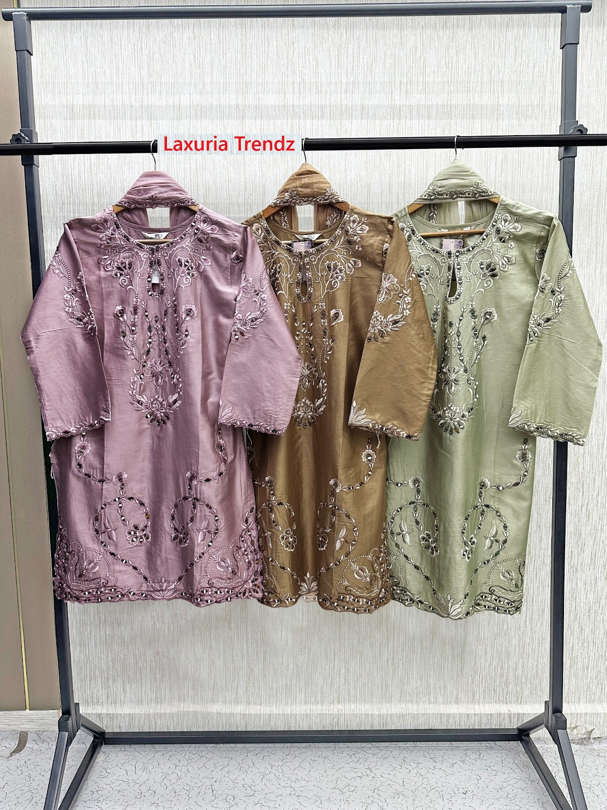 Design 1659 Laxuria Trendz Jam Satin Pakistani Readymade Suits Wholesale Price