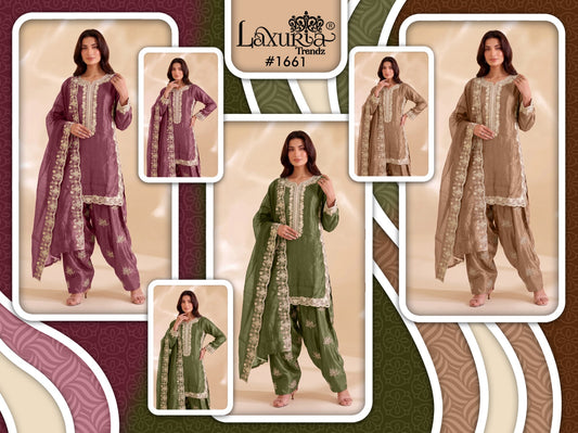 Design 1661 Laxuria Trendz Crape Pakistani Readymade Suits Manufacturer India