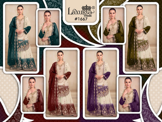 Design 1667 Laxuria Trendz Georgette Pakistani Readymade Suits Exporter Gujarat