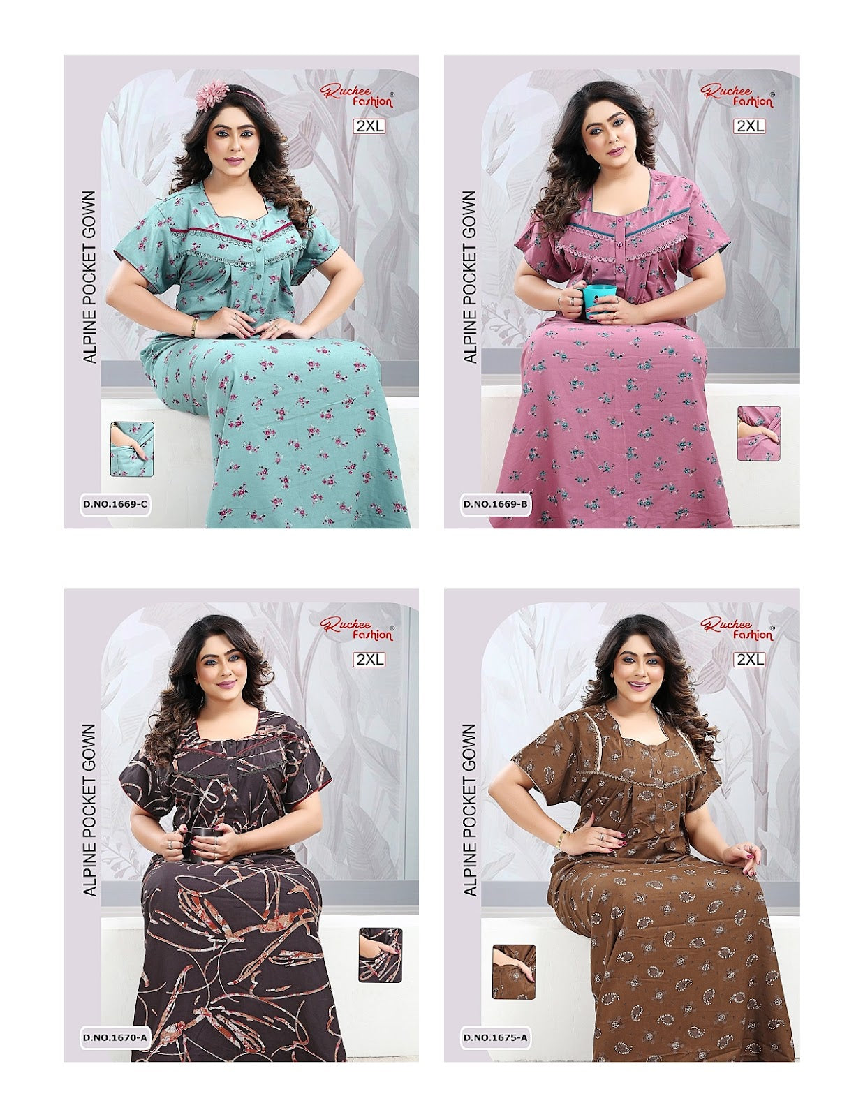 Design 1669-1675 Ruchee Fashion Alpine Night Gowns Wholesaler India