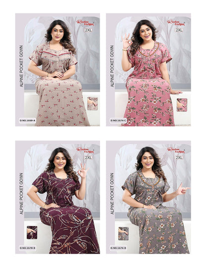 Design 1669-1675 Ruchee Fashion Alpine Night Gowns Wholesaler India