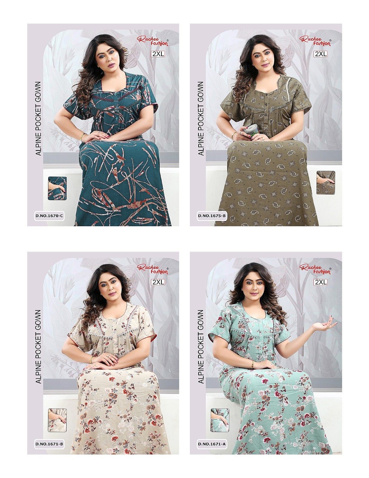 Design 1669-1675 Ruchee Fashion Alpine Night Gowns Wholesaler India