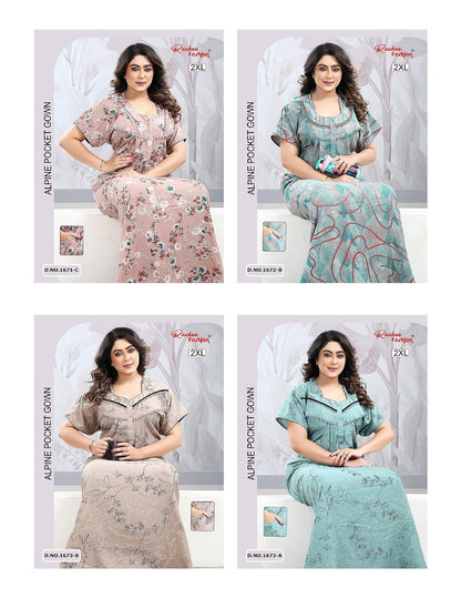 Design 1669-1675 Ruchee Fashion Alpine Night Gowns Wholesaler India