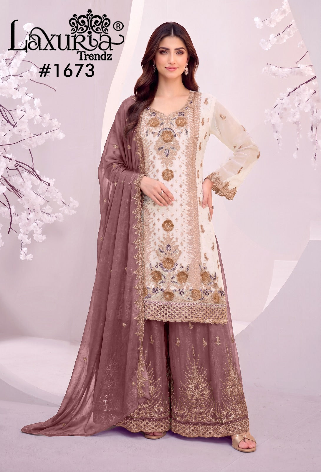 Design 1673 Laxuria Trendz Simmer Pakistani Readymade Suits Manufacturer India