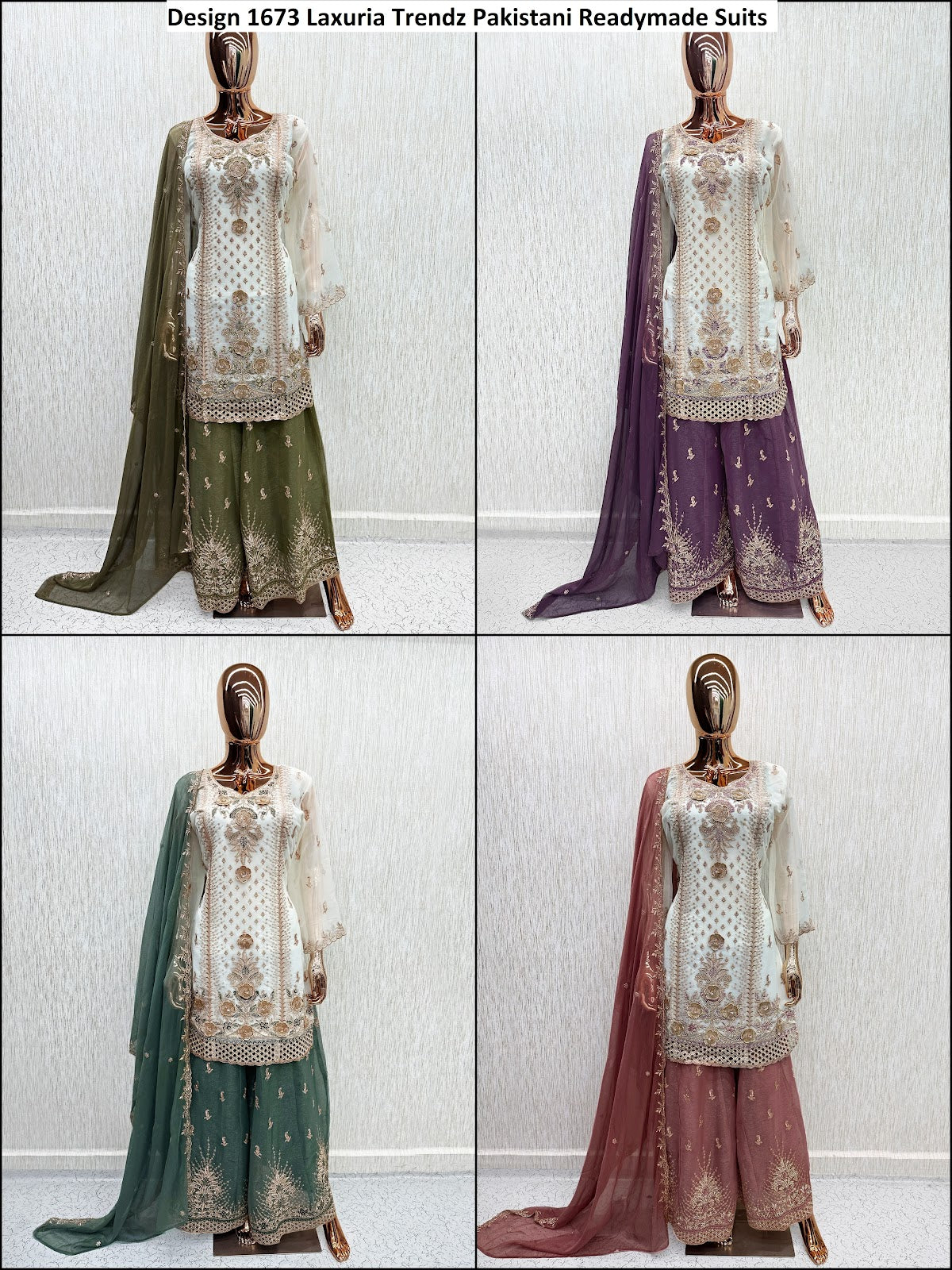 Design 1673 Laxuria Trendz Simmer Pakistani Readymade Suits Manufacturer India