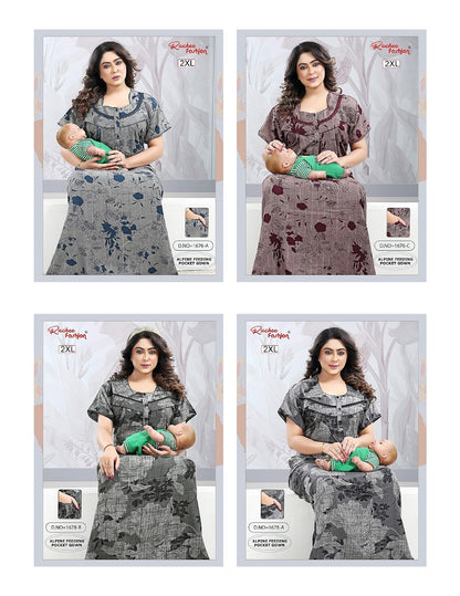 Design 1676-1680 Ruchee Fashion Alpine Feeding Night Gown Exporter Gujarat