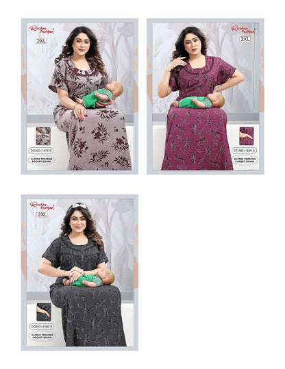 Design 1676-1680 Ruchee Fashion Alpine Feeding Night Gown Exporter Gujarat