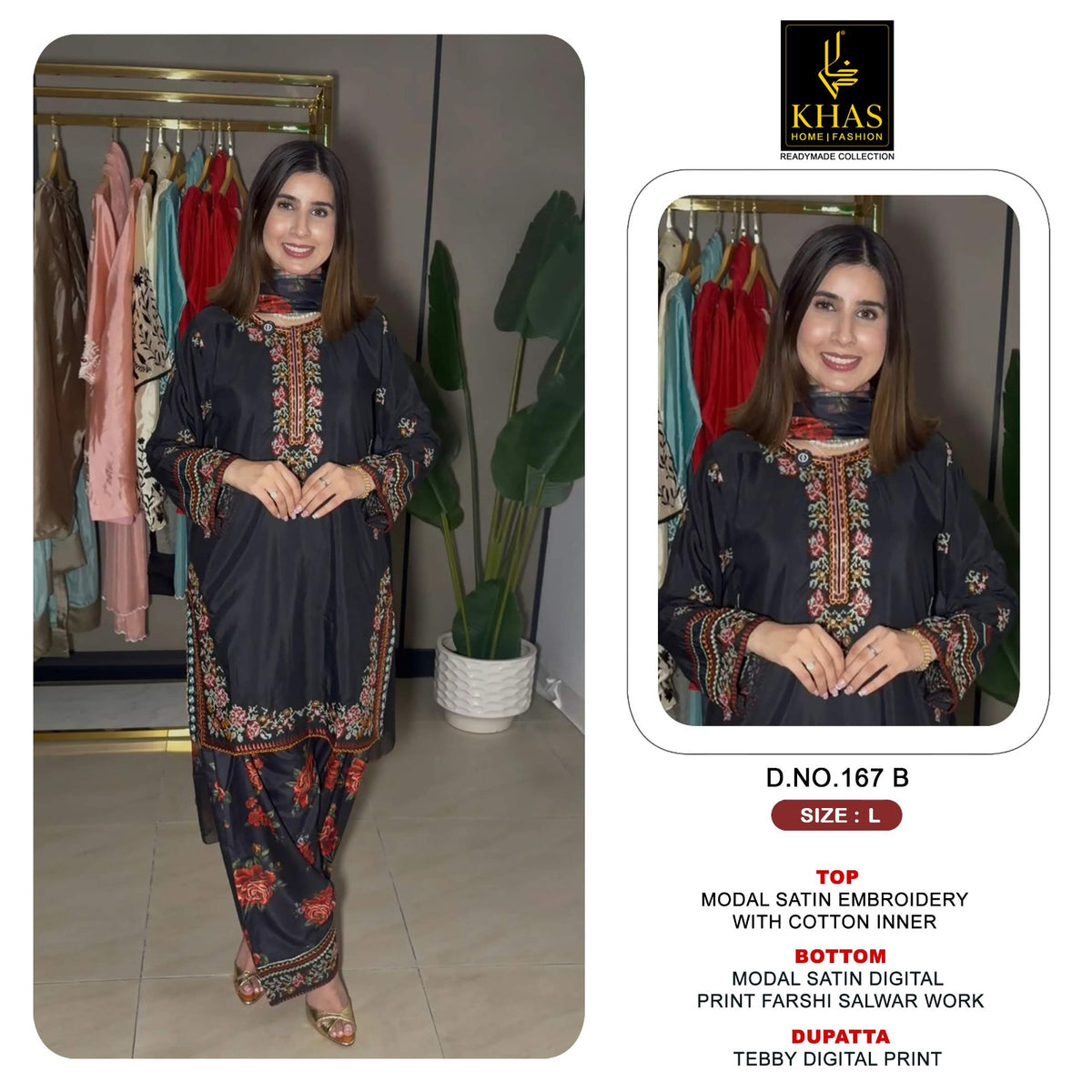 Design 167 Ab Khas Modal Satin Pakistani Readymade Suits Wholesaler Gujarat