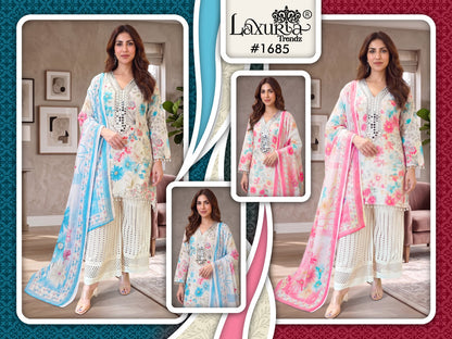 Design 1685 Laxuria Trendz Cotton Pakistani Readymade Suits Supplier