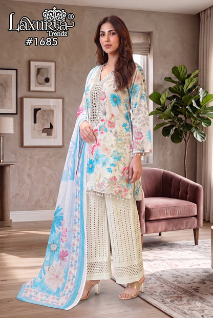 Design 1685 Laxuria Trendz Cotton Pakistani Readymade Suits Supplier