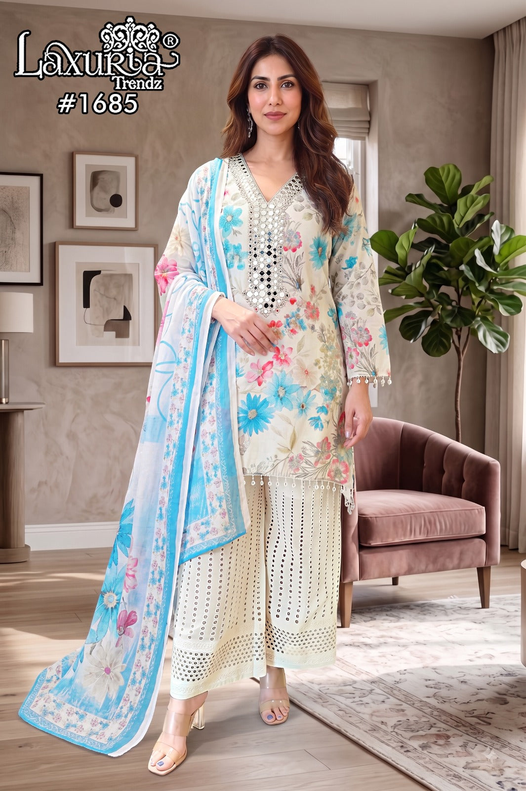 Design 1685 Laxuria Trendz Cotton Pakistani Readymade Suits Supplier