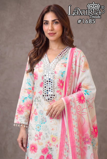 Design 1685 Laxuria Trendz Cotton Pakistani Readymade Suits Supplier