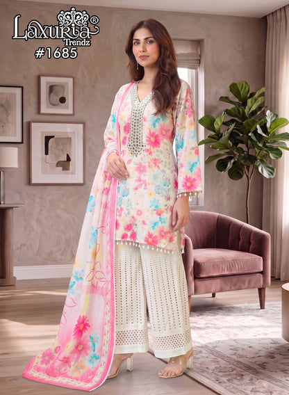 Design 1685 Laxuria Trendz Cotton Pakistani Readymade Suits Supplier