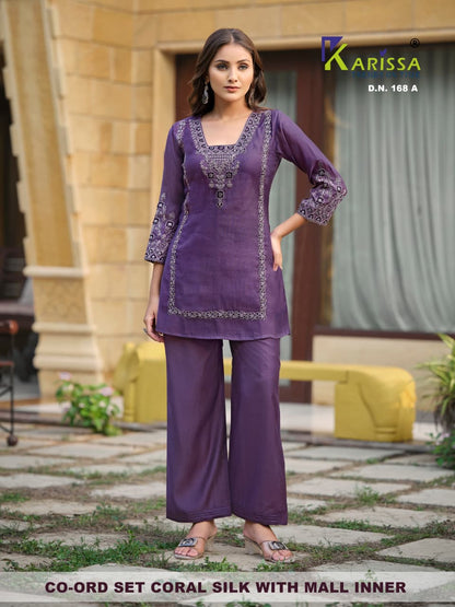 Design 168 -169 Karissa Coral Co Ord Set Exporter Ahmedabad