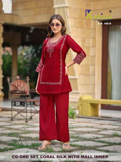 Design 168 -169 Karissa Coral Co Ord Set Exporter Ahmedabad