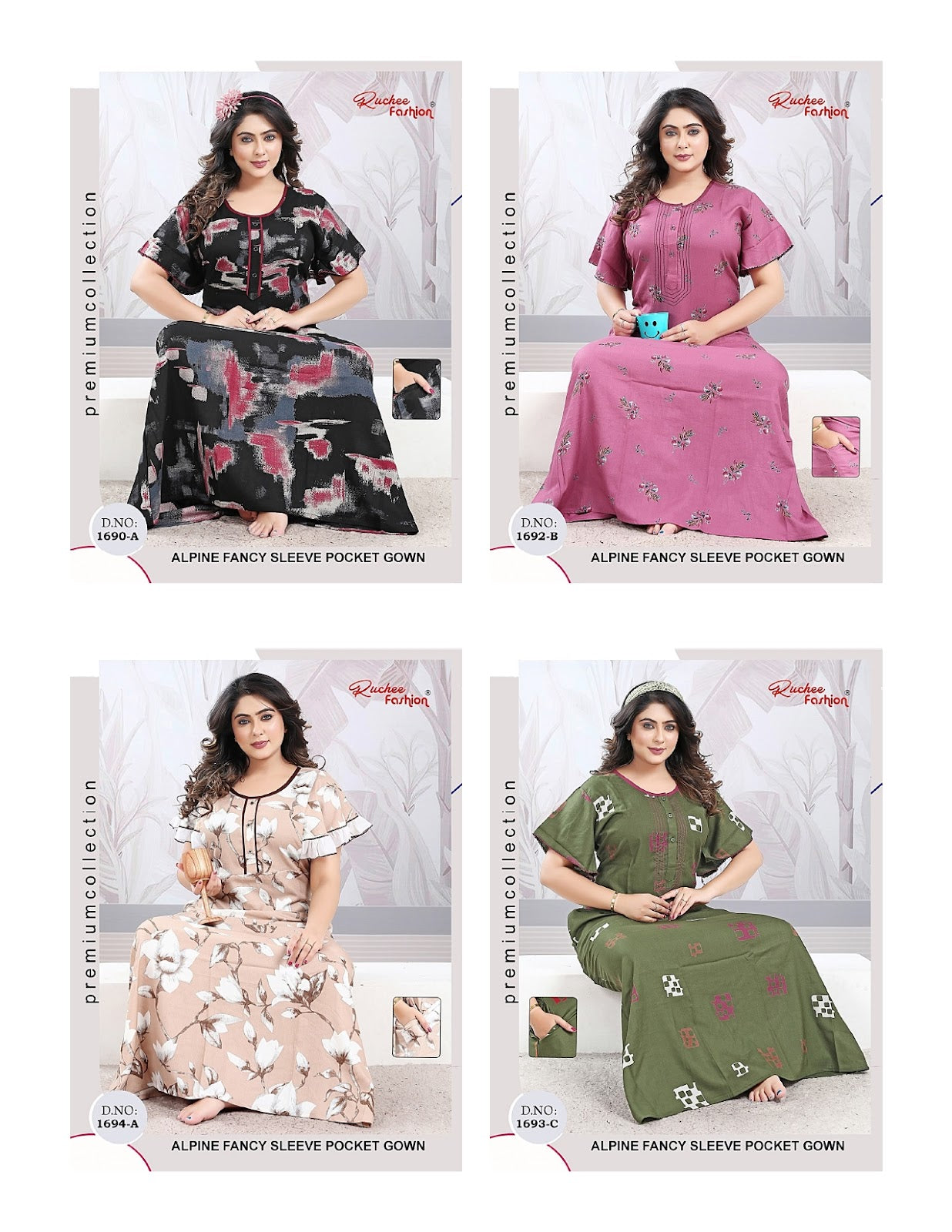 Design 1690-1695 Ruchee Fashion Alpine Night Gowns Wholesale Price