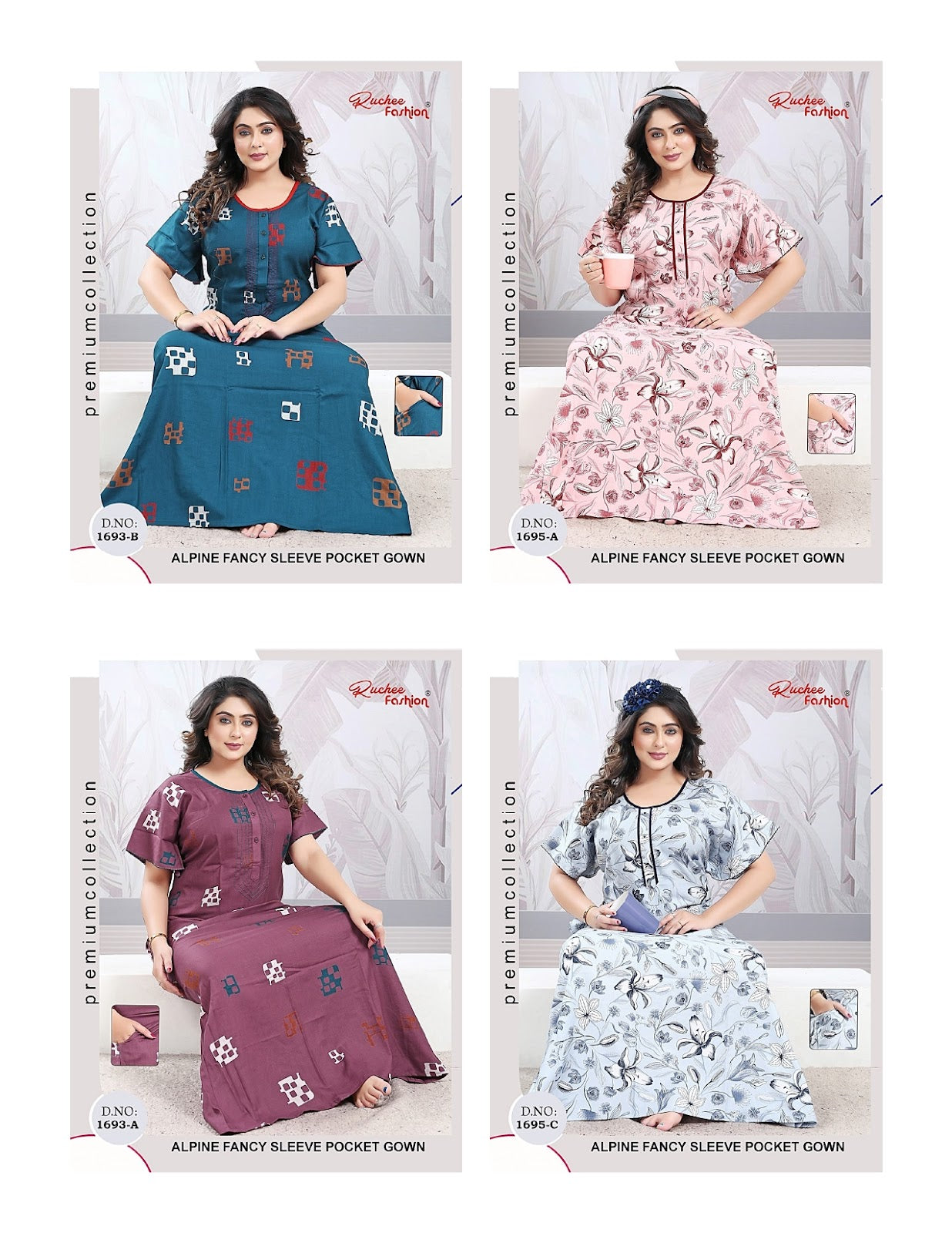 Design 1690-1695 Ruchee Fashion Alpine Night Gowns Wholesale Price