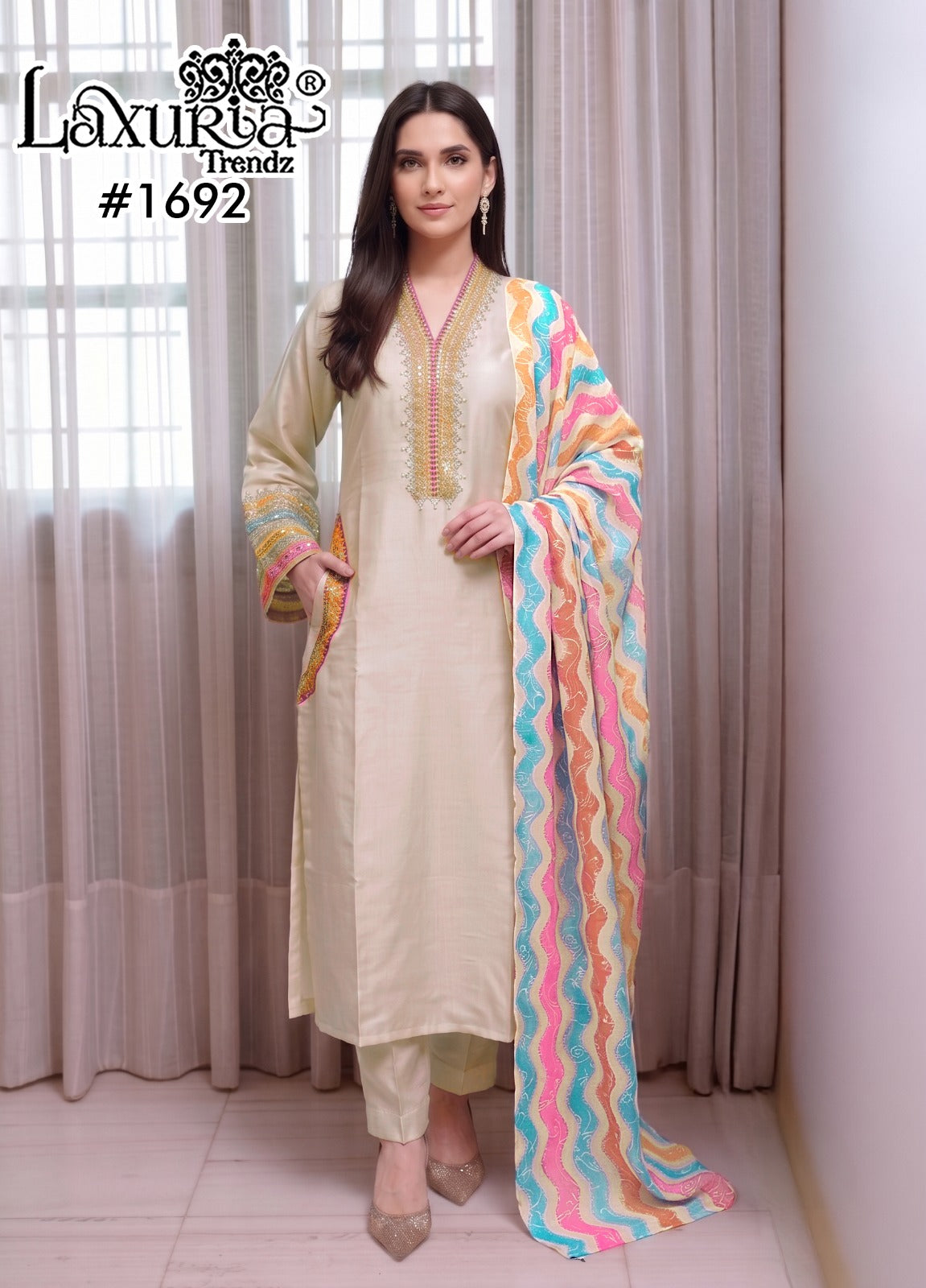 Design 1692 Laxuria Trendz Roman Pakistani Readymade Suits Exporter India