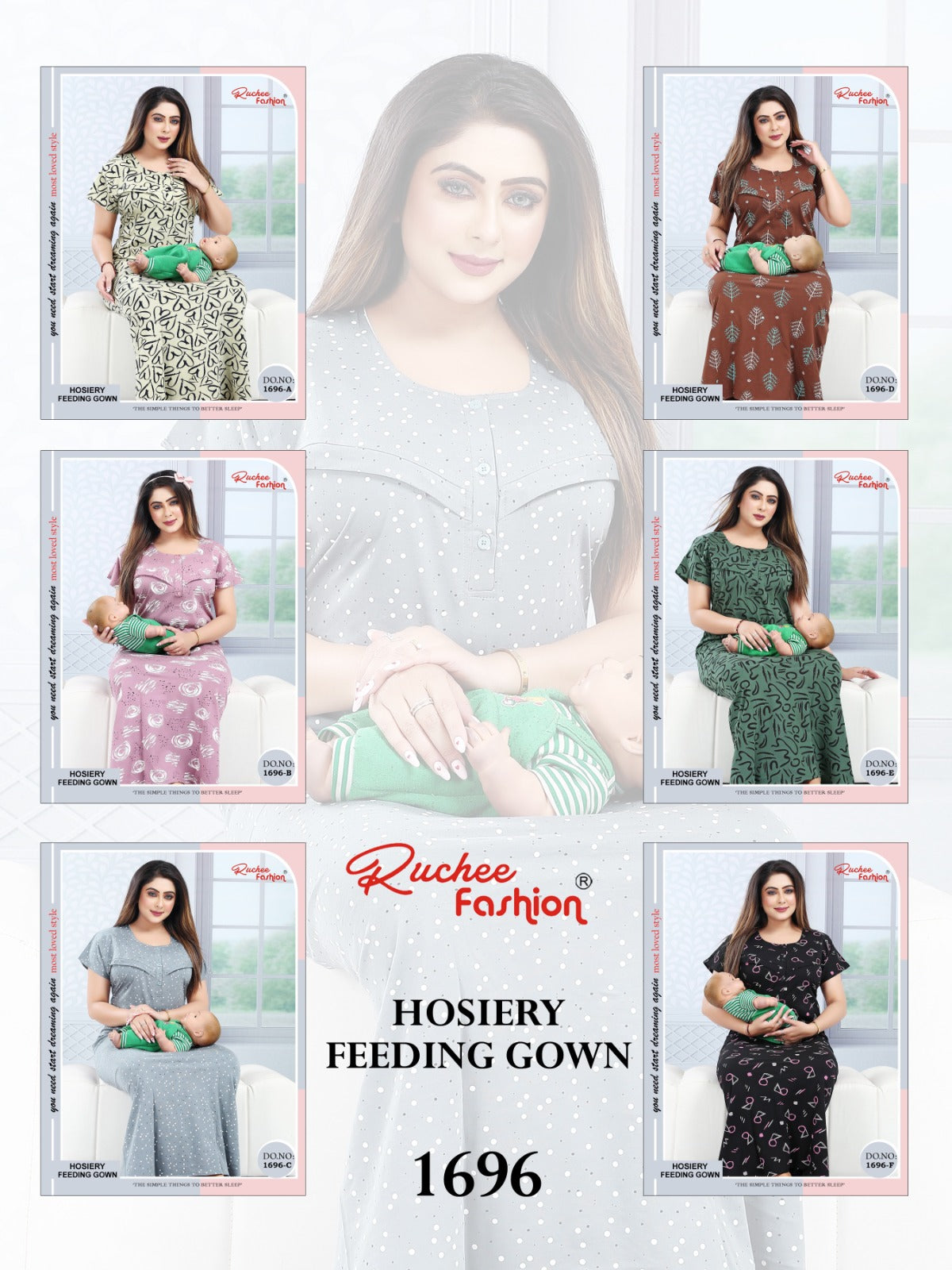 Design 1696 Ruchee Fashion Hosiery Feeding Night Gown Supplier India