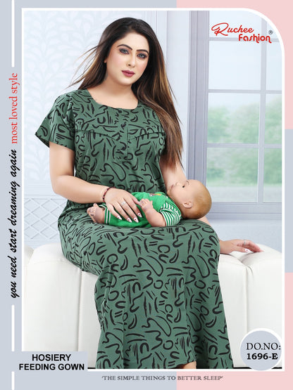 Design 1696 Ruchee Fashion Hosiery Feeding Night Gown Supplier India