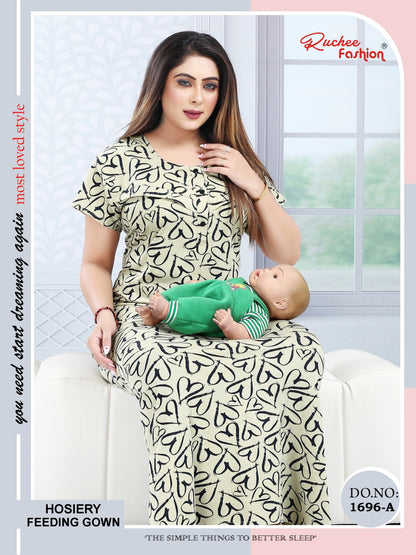 Design 1696 Ruchee Fashion Hosiery Feeding Night Gown Supplier India