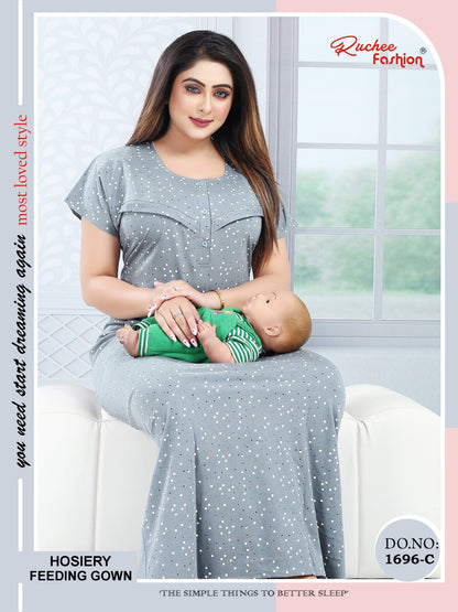 Design 1696 Ruchee Fashion Hosiery Feeding Night Gown Supplier India