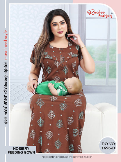 Design 1696 Ruchee Fashion Hosiery Feeding Night Gown Supplier India