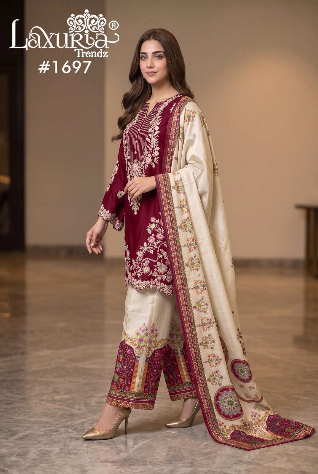Design 1697 Laxuria Trendz Satin Pakistani Readymade Suits Manufacturer Ahmedabad