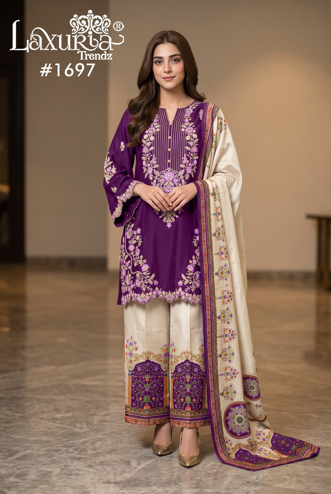 Design 1697 Laxuria Trendz Satin Pakistani Readymade Suits Manufacturer Ahmedabad