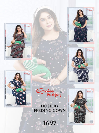 Design 1697 Ruchee Fashion Hosiery Feeding Night Gown Exporter India