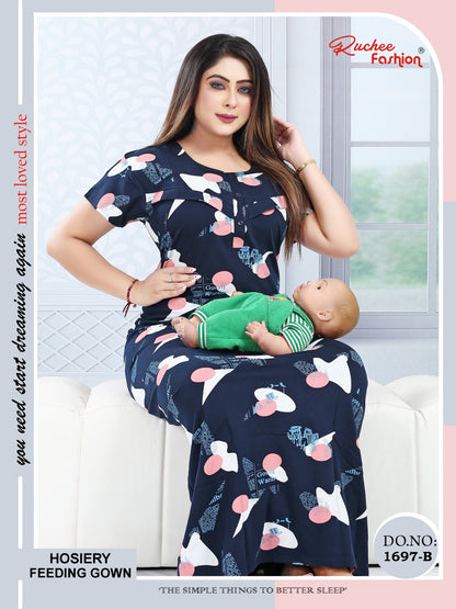 Design 1697 Ruchee Fashion Hosiery Feeding Night Gown Exporter India