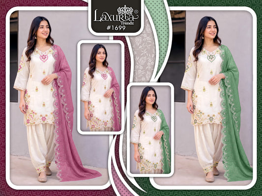 Design 1699 Laxuria Trendz Roman Pakistani Readymade Suits Manufacturer Gujarat