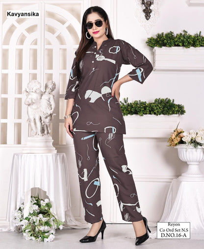 Design 16 Kavyansika Rayon 22Kg Co Ord Set Wholesale