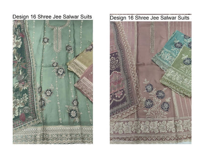 Design 16 Shree Jee Pure Organza Salwar Suits Wholesale