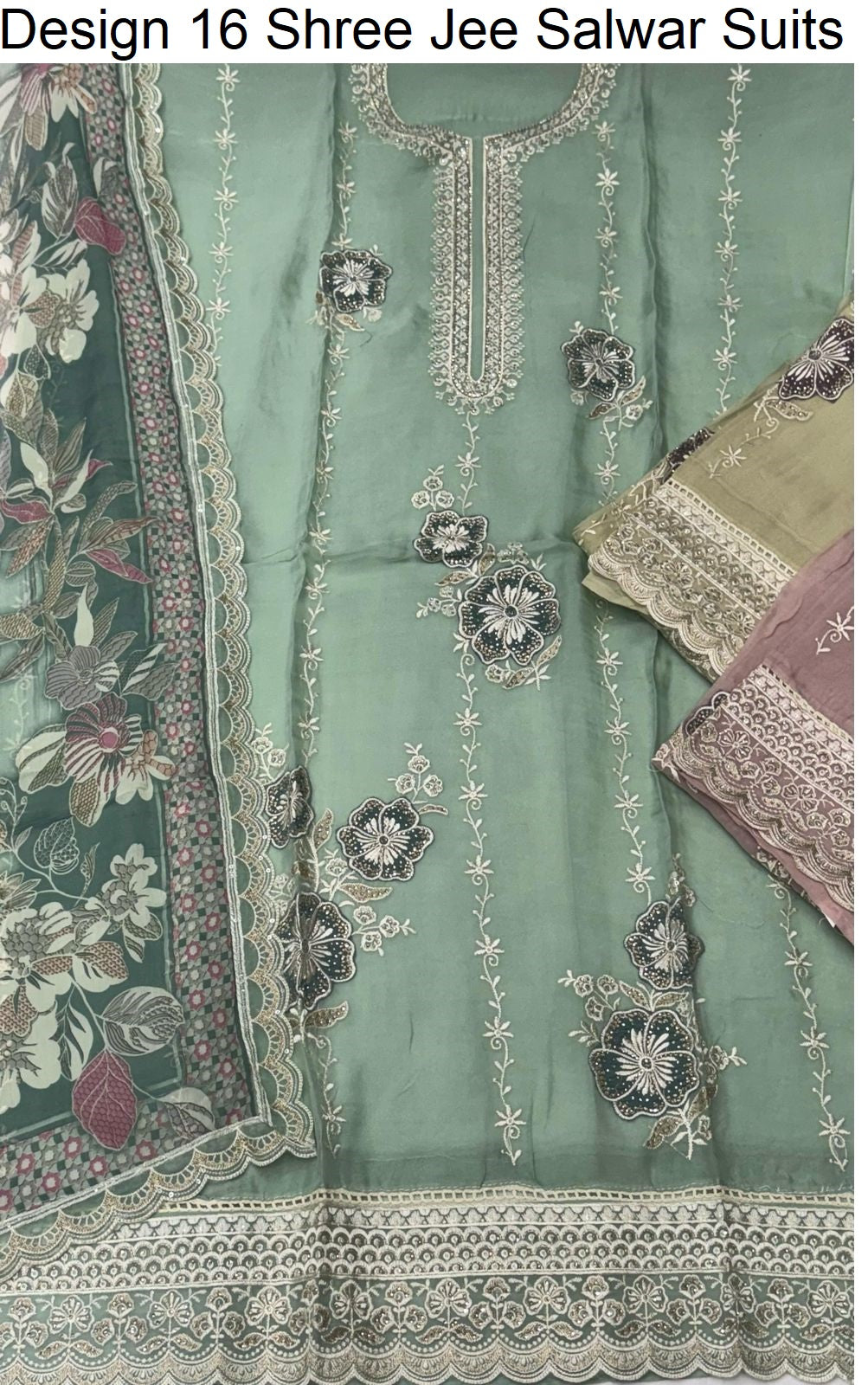 Design 16 Shree Jee Pure Organza Salwar Suits Wholesale