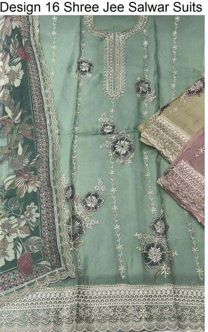 Design 16 Shree Jee Pure Organza Salwar Suits Wholesale