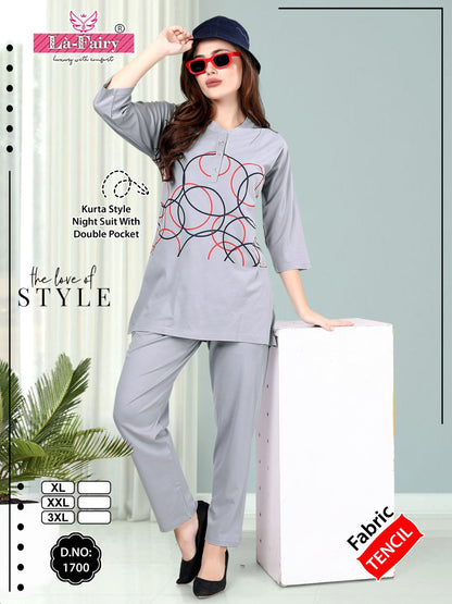 Design 1700 La Fairy Tencil Kurta Night Suits Supplier Gujarat