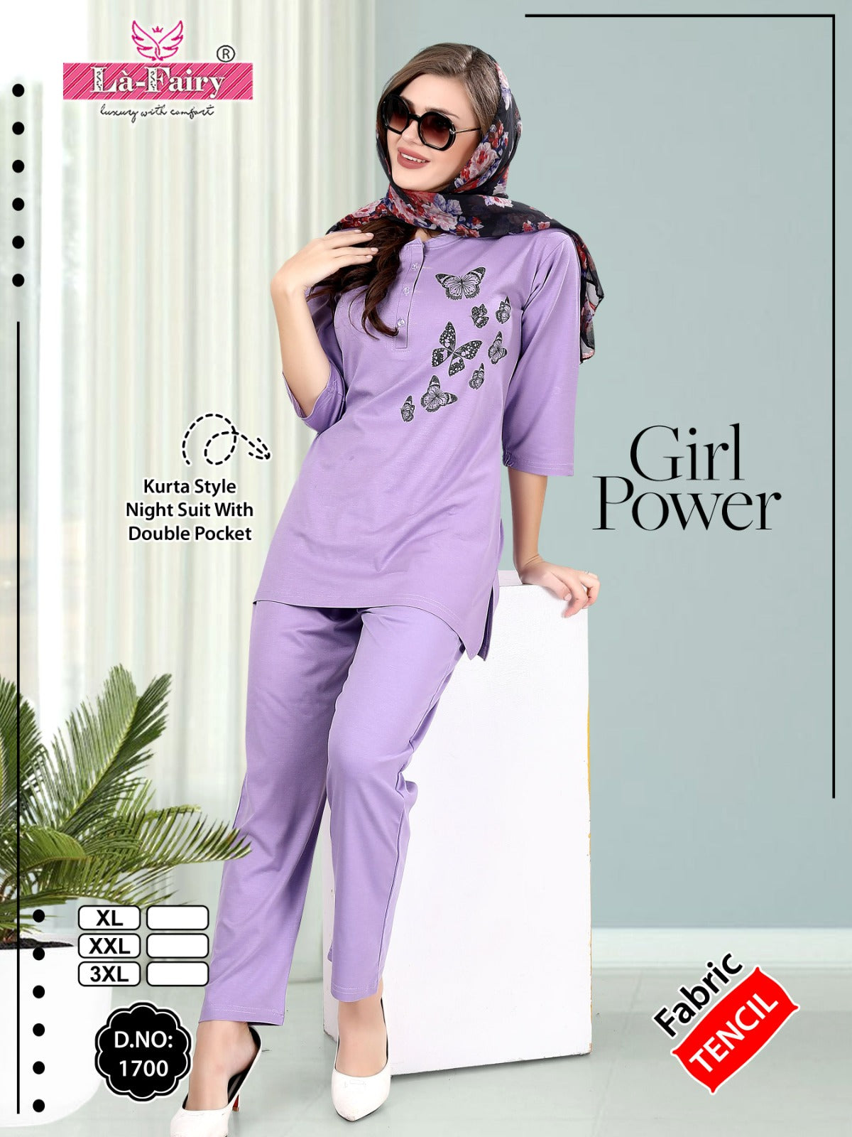 Design 1700 La Fairy Tencil Kurta Night Suits Supplier Gujarat