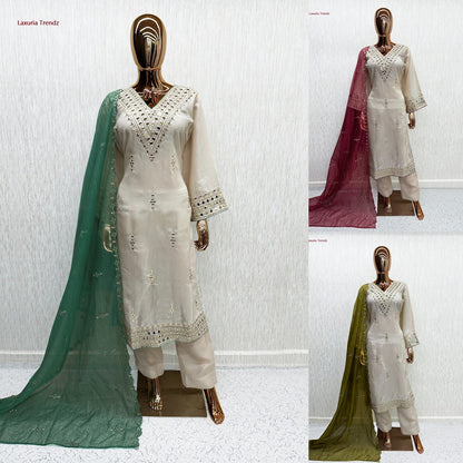 Design 1700 Laxuria Trendz Roman Pakistani Readymade Suits Supplier