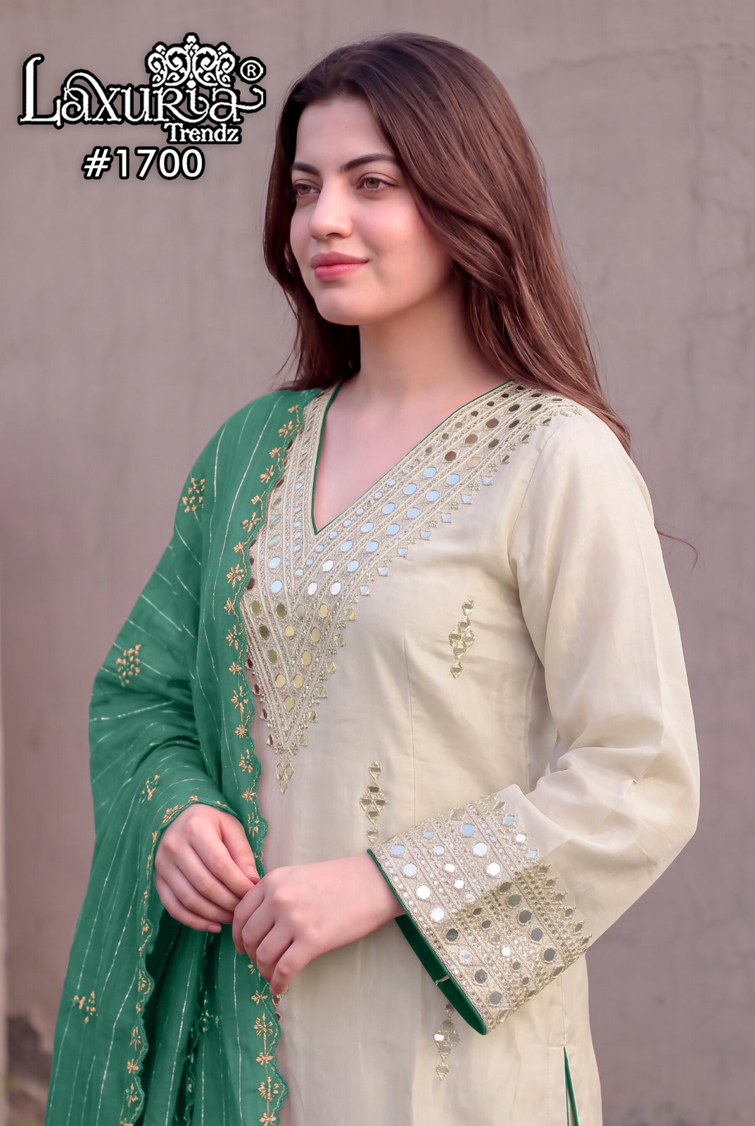 Design 1700 Laxuria Trendz Roman Pakistani Readymade Suits Supplier