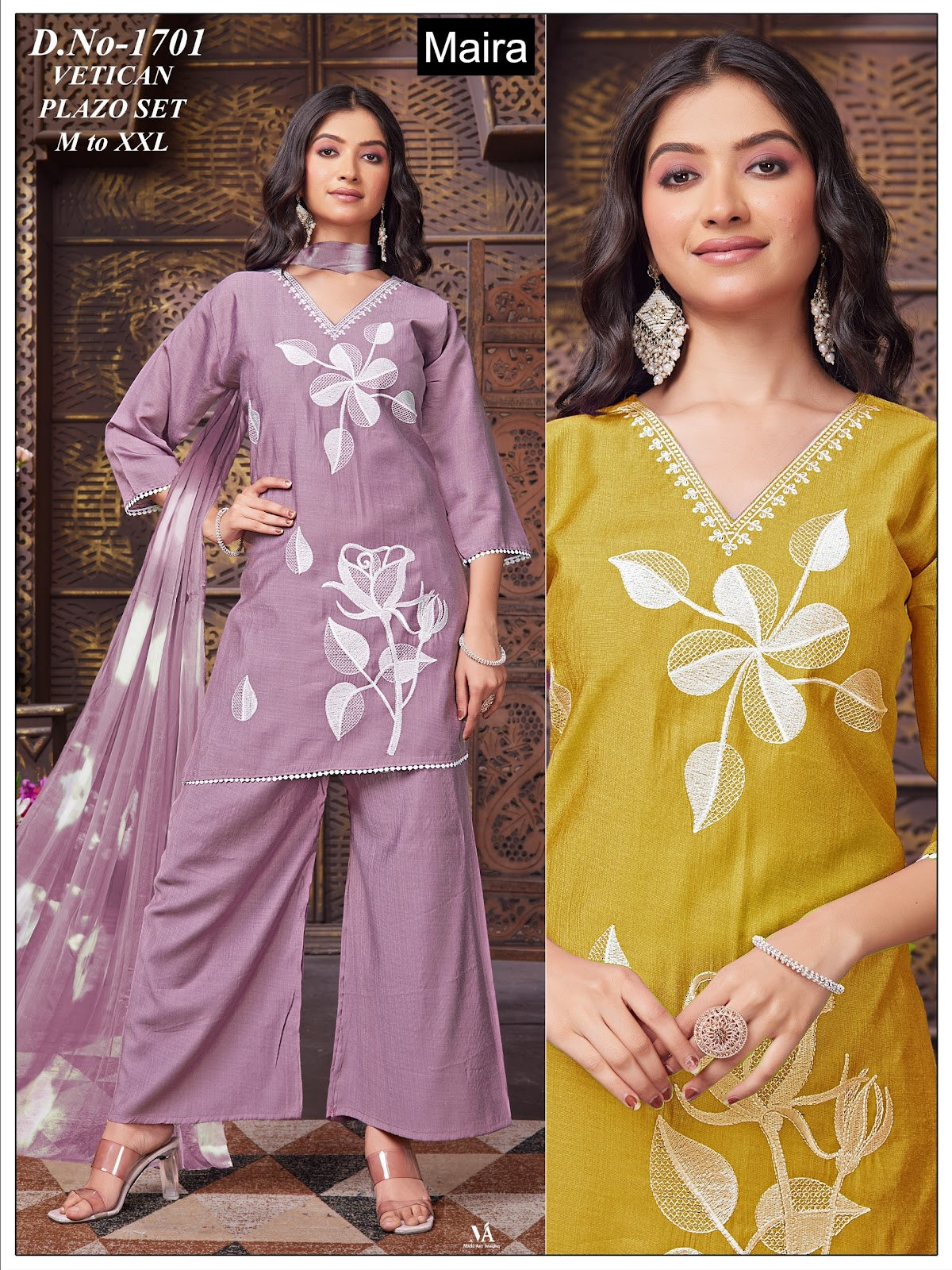 Design 1701-1706 Maira Vatican Silk Readymade Plazzo Style Suits Manufacturer Gujarat